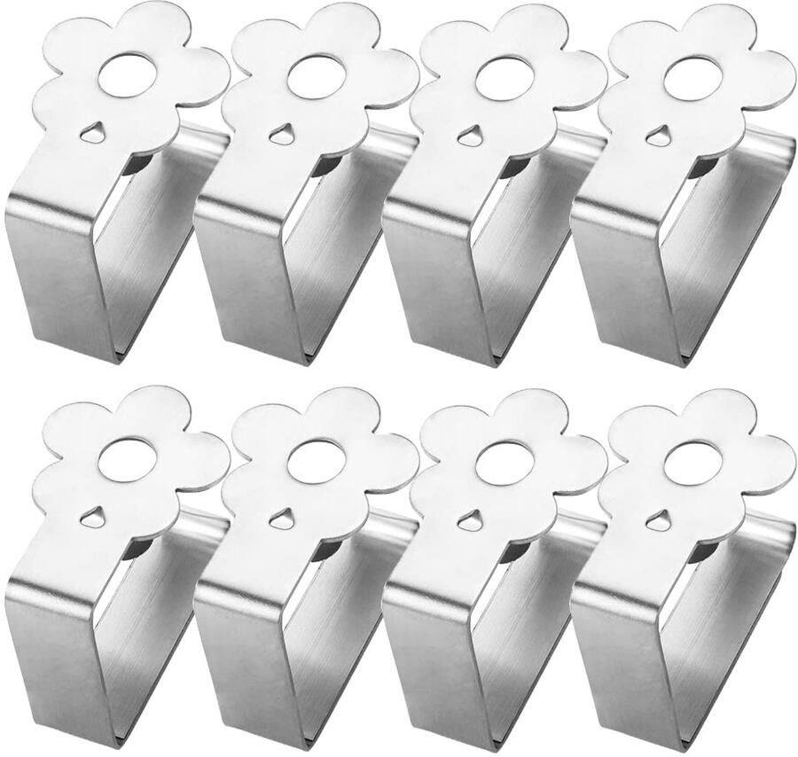 Ibenzoa Tafelkleedklemmen Set van 8 voor Binnen en Buiten Gebruik Roestvrij Staal Bloemenmotief