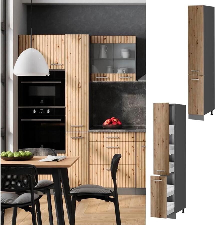 Apothekerskast voor de Keuken Artisan-Eiken Antraciet 30 cm