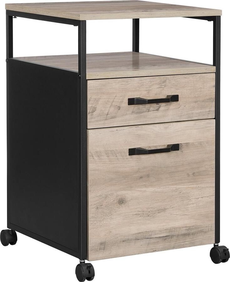 Rootz Living Rootz archiefkast met 2 laden grijs zwart archiefkast op wieltjes spaanplaat en staal 41 cm x 45 cm x 66 cm 21 kg 50 kg laadvermogen