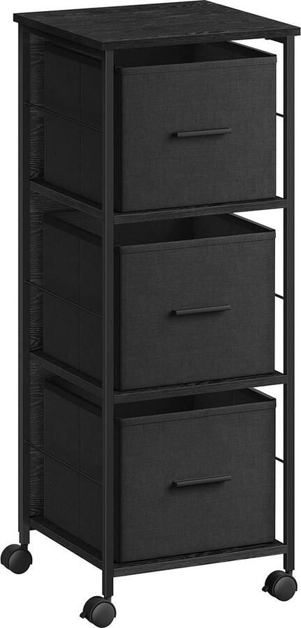 Rootz Living Rootz Archiefkast met 2 laden Kantooropslag Organisator Spaanplaat stalen constructie Ebbenhout zwart-inktzwart 37 5 cm x 38 5 cm x 98 5 cm Max. 50 kg laadvermogen