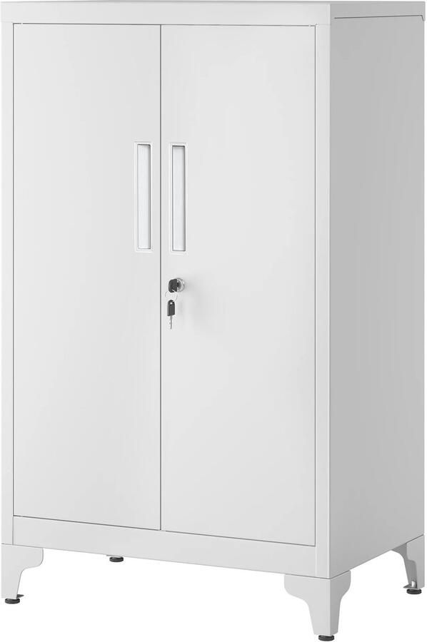 SONGMICS File Wardrobe Multifunctionele Opbergkast Kantoor en Huishouden 2 Deuren Verstelbare Planken Stalen Frame Zwart Robuust en Duurzaam Veilig Slot Eenvoudige Montage Compact en Stijlvol