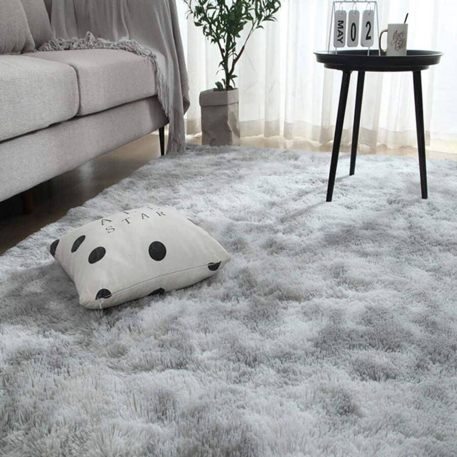 Area Rugs Soft Bedroom Rugs Anti Slip Fluffy Living Room Rug Shaggy Floor Mats Large for Bedroom (Black Grey 160 * 230cm)