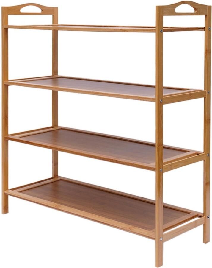 Ariqo Bamboe Schoenenrek Schoenenbank Schoenen Rek Staand 4 Lagen Gepolijste Afwerking 25 x 60 x 67 cm Bruin
