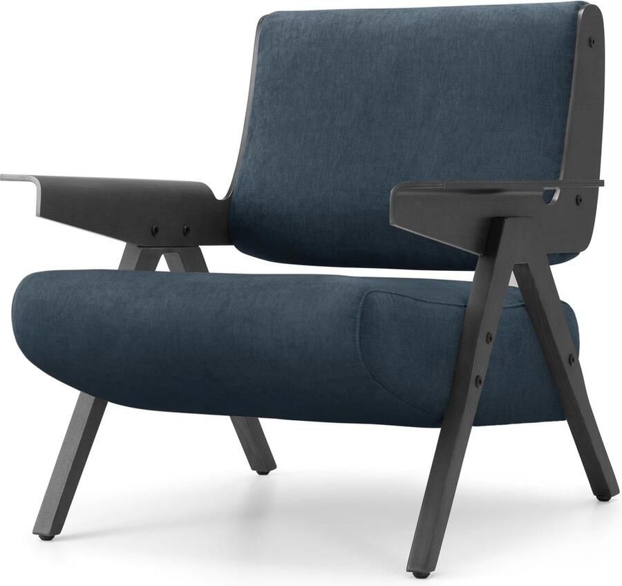 Ariqo Stoel Fauteuil Sofa Fauteuils Design Modern Verwijderbare Kussens Massief Hout Chenille Bekleding Blauw