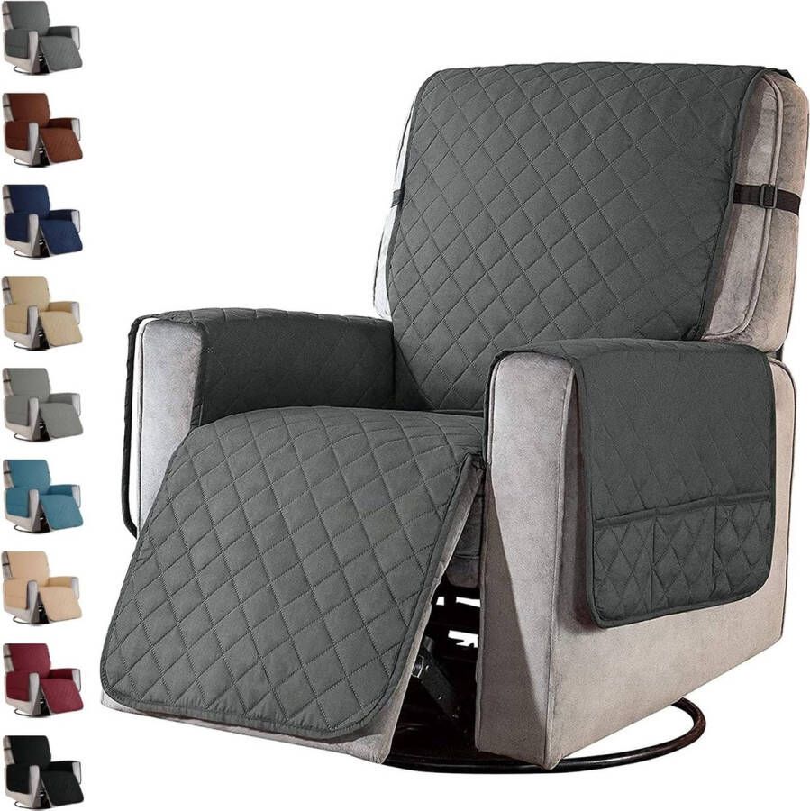 Armchair Protector Armchair Protector with Pockets TV Chair Protector Relaxing Chair Protector with Adjustable Straps 1 Seater Chair Cushion Machine Washable Dark Grey Small