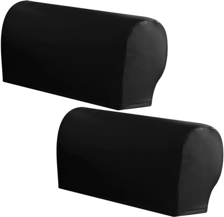 Armleuning Bescherming Hoezen 2 Stuks Elastische Bankhoes Antislip armleuning bescherming hoezen Zwart Elastische Afneembare Armleuninghoes Anti-kras Meubelhoes Geschikt voor de meeste bank PU Lederen Wasbare One Size