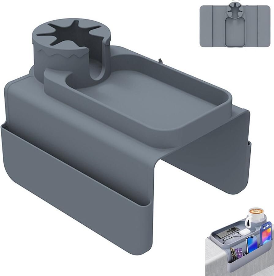 Armleuning Dienblad Armleuning Organizer Bank Organizer Telefoonhouder Bankorganizer Bankopberger Flexibel dienblad armleuning Organizer Flexibel Anti slip Voor afstandsbediening en koffie voor Bank Zetel Sofa Banktafel