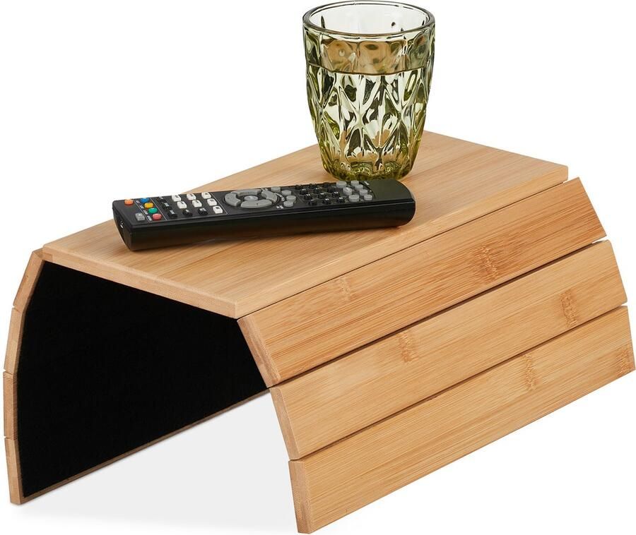 Relaxdays armleuning dienblad bankleuning tafeltje zetel of stoel flexibel bamboe