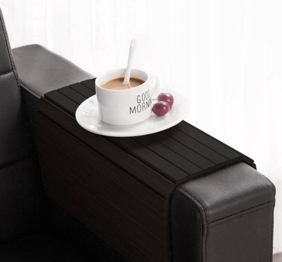 Armleuning Dienblad Flexibel Banktafeltje Dienblad voor de bank Organizer Dienblad Bamboe Bank Zetel Sofa Home Bescherming Anti slip Zwart