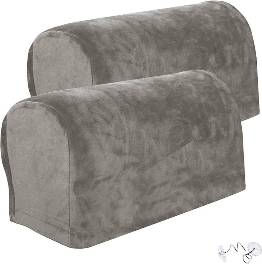 Armleuningbeschermer ca. 55 x 15 x 25 cm Zachte anti-slip armleuningovertrekken voor fauteuils meubels sofa bank armbeschermer grijs