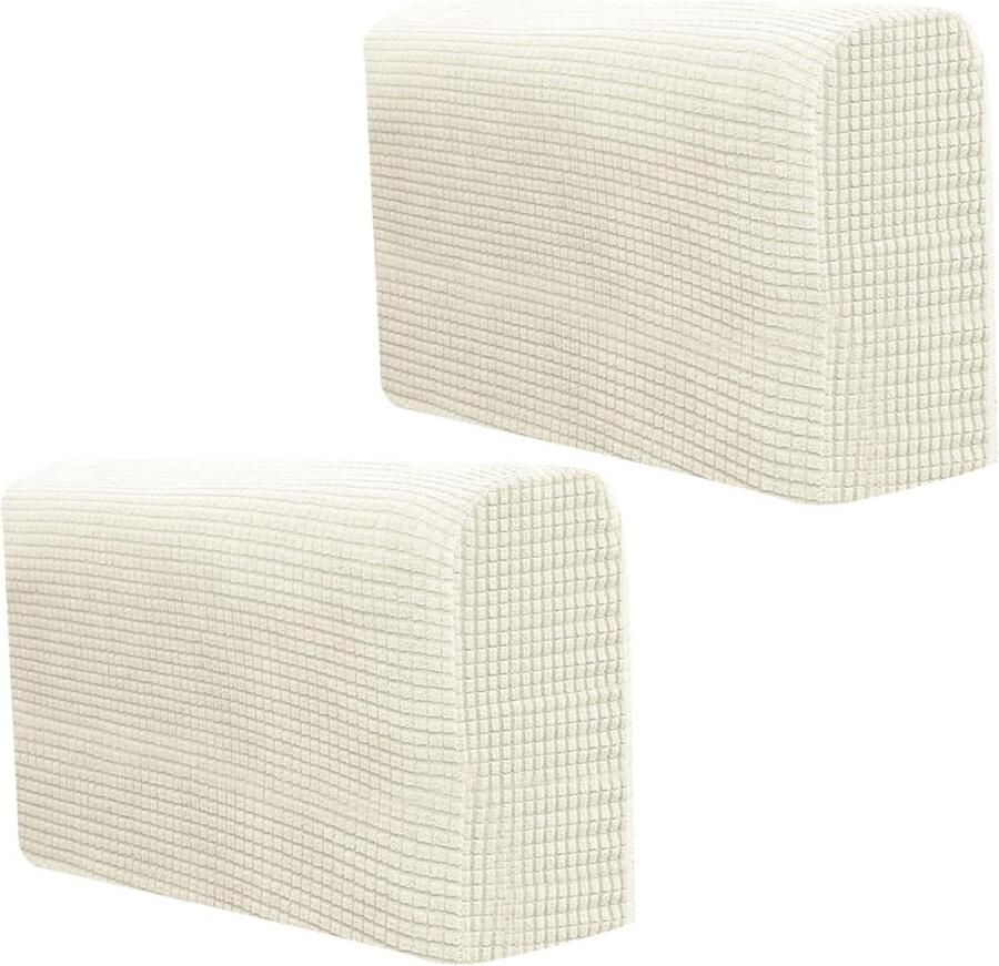 Armleuningbeschermers van polar fleece voor fauteuils en banken antislip armleuningen premium armleuninghoezen rekbare stoel bank beschermer armbeschermer stretch fit wit