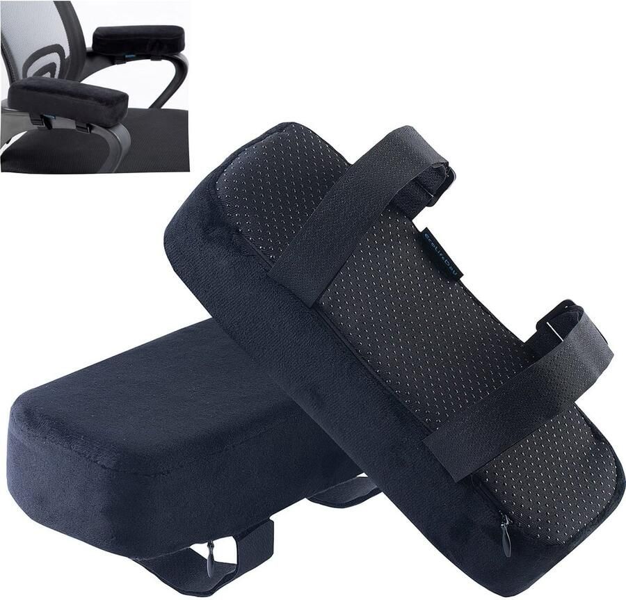 Armleuningen voor stoelen Elleboogbeschermers Armleuningen voor bureaustoelen Gaming stoel met armleuningen van traagschuim 5 cm dik Set van 2 (zwart)