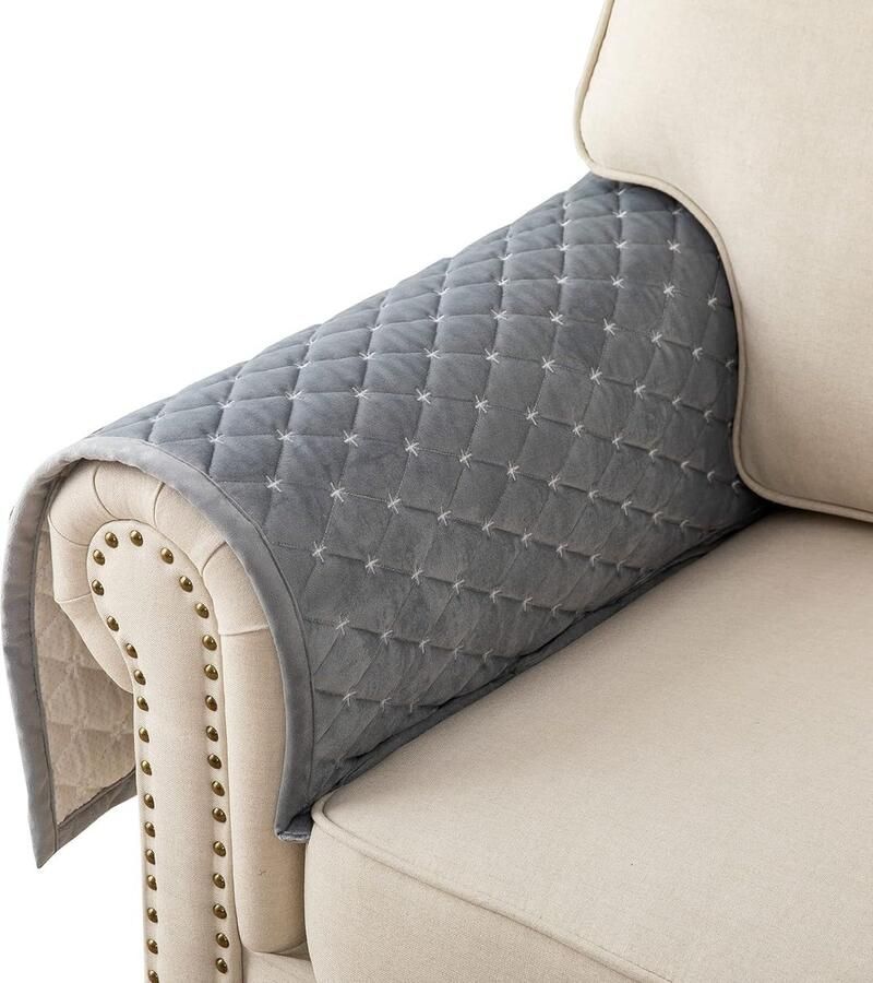 Armleuninghoes armleuningbeschermer antislip armkappen voor L-vorm bankbeschermer chaise longue hoekbank 2-zits beschermhoezen woonkamer stoel honden huisdieren lichtgrijs 70 x