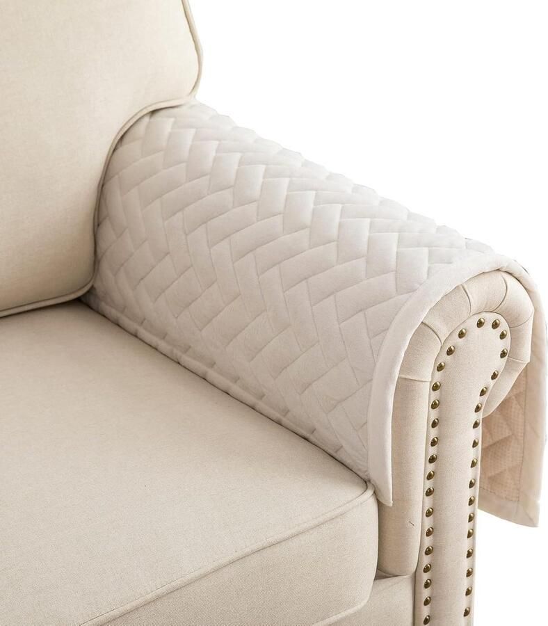 Armleuninghoezen antislip armleuningbeschermers L-vorm bankbeschermer chaise longue hoekbank 2-zits hoezen woonkamer stoel honden huisdieren wit 70 x 70 cm hoekbank overtrek