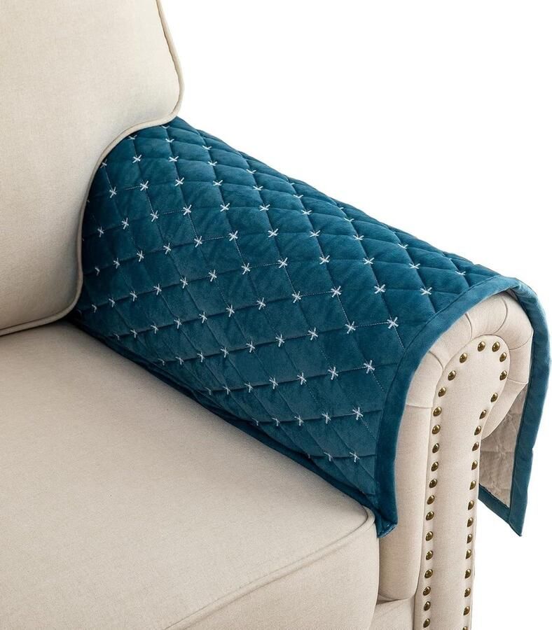Armleuninghoezen antislip armkappen voor L-vorm hoekbank 2-zits met honden huisdieren blauw 70 x 70 cm hoekbank overtrek