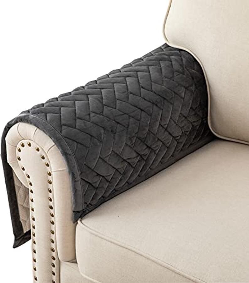 Armleuninghoezen Antislip voor L-vormige Banken en Chaise Longues Donkergrijs 70x70 cm