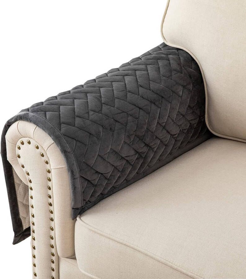 Armleuninghoezen Armleuningbeschermer Antislip Armkappen voor L-vormige Bankbeschermer Chaise Lounge Hoekbank 2-zits Beschermhoezen Woonkamer Fauteuil Honden Huisdieren Donkergrijs 70 x 70 cm (Slechts 1 stuk)