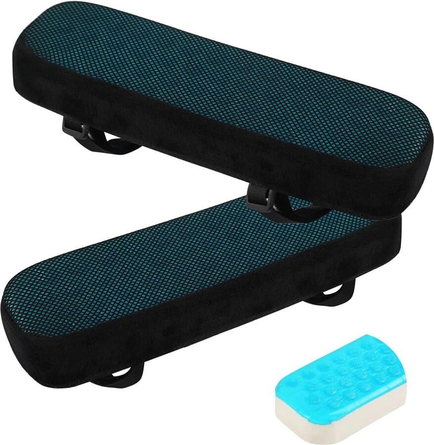 Armleuningkussens 2 stuks armleuningkussens voor bureaustoel en gamingstoel bureaustoel van traagschuim armleuningen ergonomisch voor elleboog en onderarm antislip onderkant (zwart)