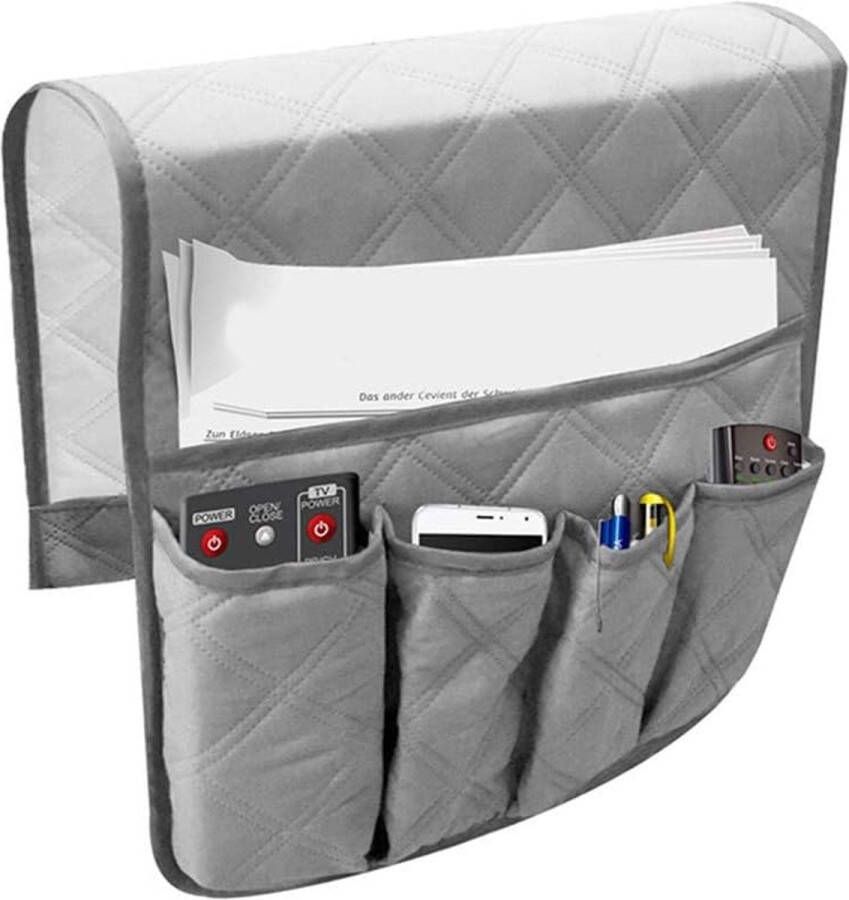 Armleuningorganizer waterdicht ruimtebesparend voor bank of stoel bed opbergtas tv afstandsbediening houder voor mobiele telefoon boek tijdschriften potlood (grijs)