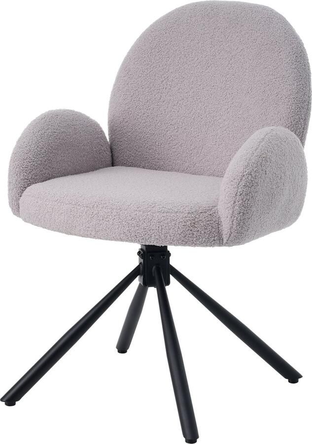 Zonder merk Gotagee Armleuningstoel geklede stoel bureaustoel Sherpa keukenstoel woonkamerstoelen draaibaar 1-delige set