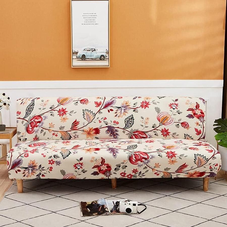 Stretch armloze bankhoes opvouwbare slaapbankhoes 3 zits armloze bankhoes elastische bank slipcover verwijderbaar patroon