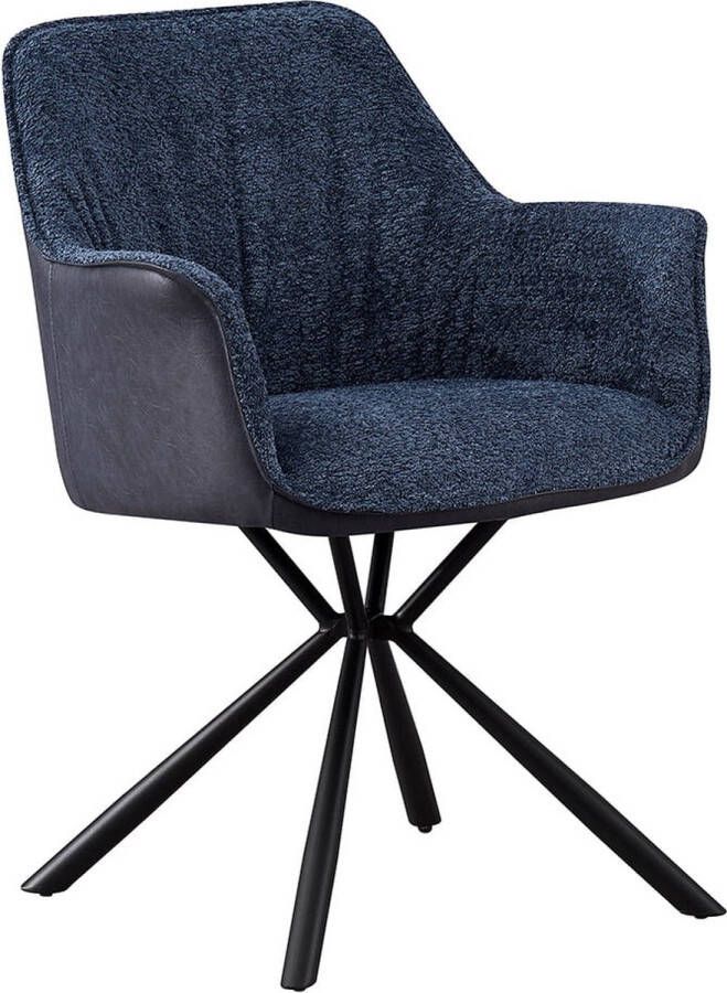 Armstoel Jan Blauw Kunstleer Polyester Set van 2 Zithoogte 50 cm Zitdiepte 47 cm Met armleuning