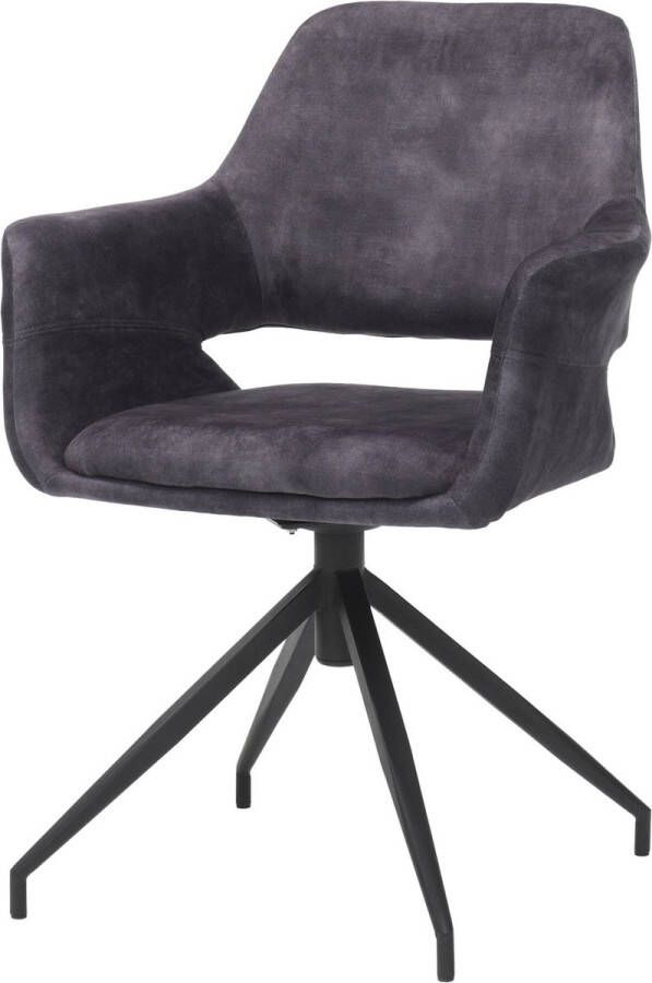 Armstoel Vivian Antraciet Polyester Set van 2 Draaibaar Zithoogte 49 cm Zitdiepte 46 cm Met armleuning