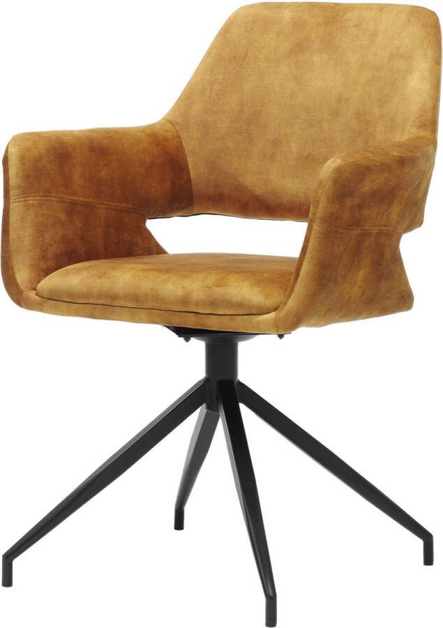 Armstoel Vivian Goud Velours Set van 2 Draaibaar Zithoogte 49 cm Zitdiepte 46 cm Met armleuning