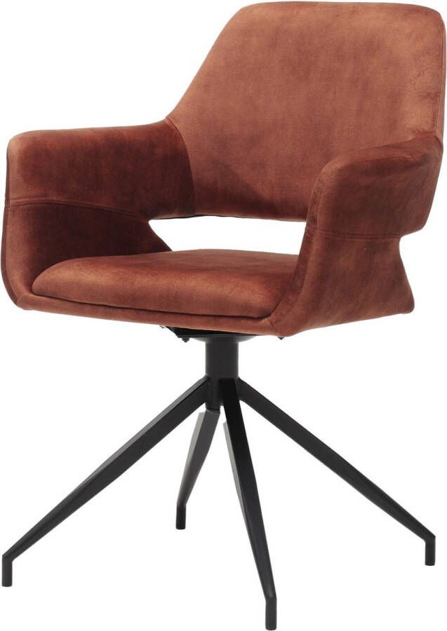 Armstoel Vivian Koper Velours Set van 2 Draaibaar Zithoogte 49 cm Zitdiepte 46 cm Met armleuning