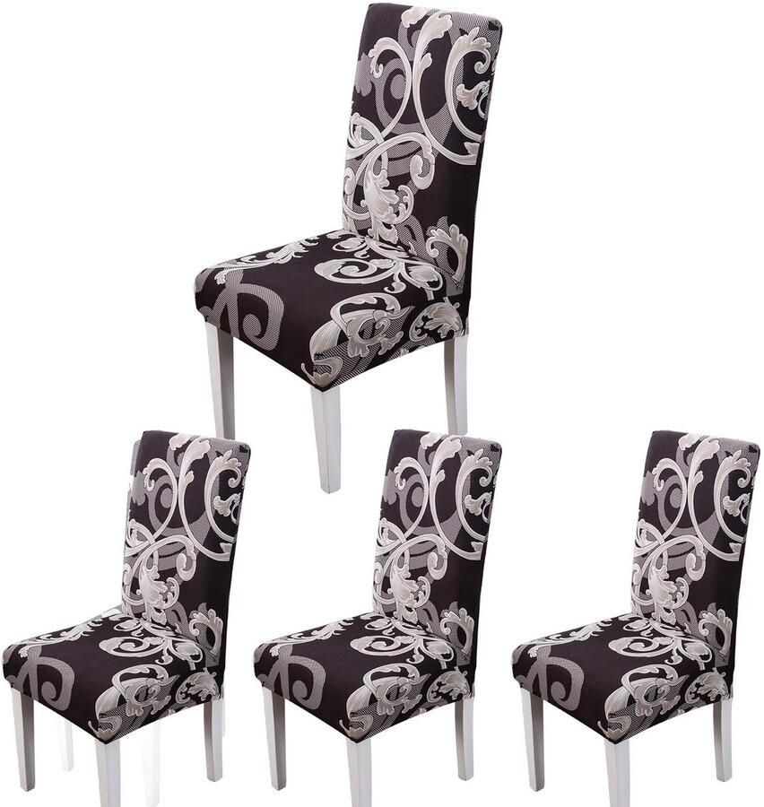 Ibenzoa Set van 4 Stretch Stoelhoes Overtrekken Bloemenpatroon 6 Stuks Eetkamer Woonkamer Hotel Restaurant Decoratie