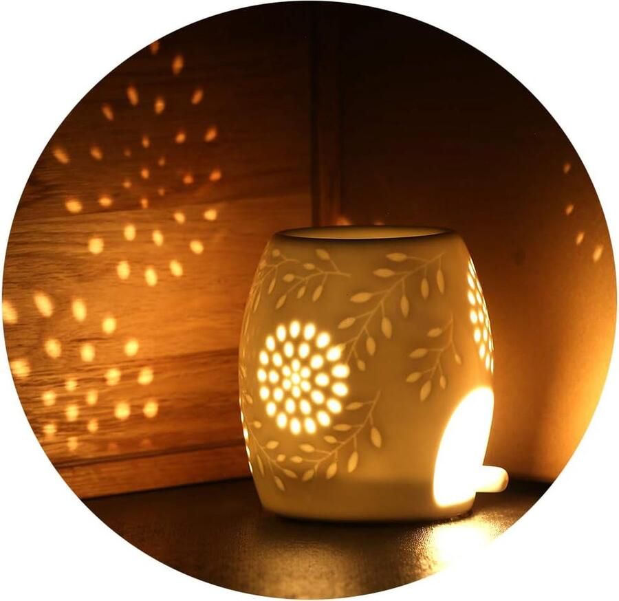 Ecooe Aroma Lamp Ceramic White with Candle Spoon Aroma Diffuser
