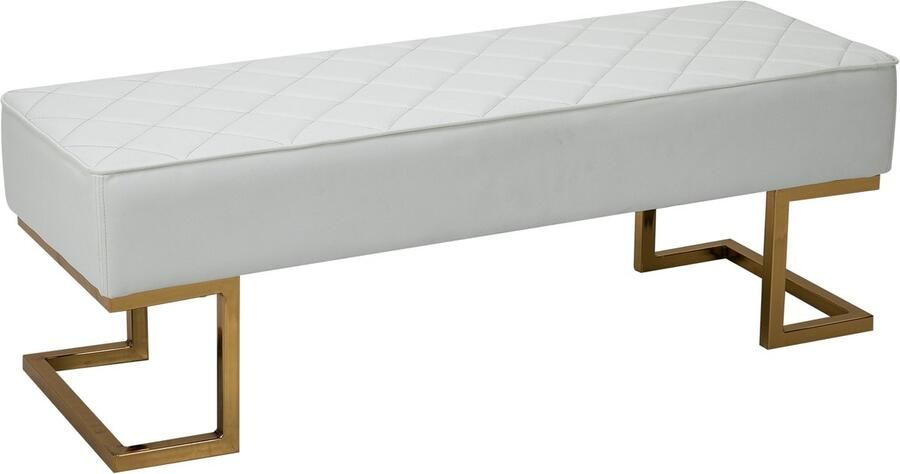 Art deco hocker bankje poef creme