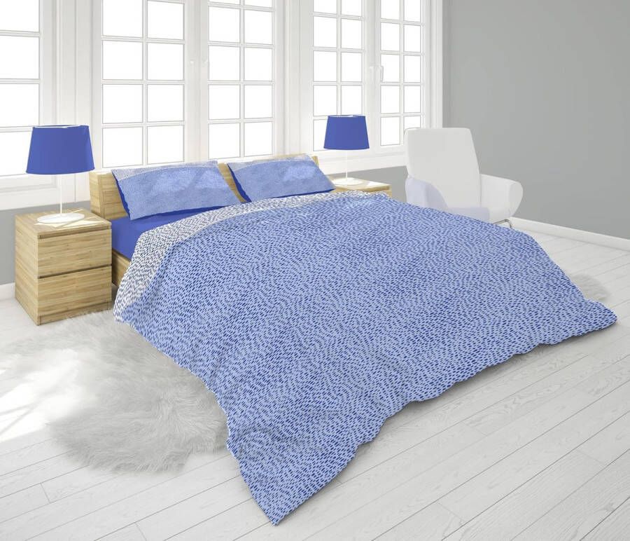 Art-Zen Beddengoedset lakens en kussenslopen van flanel anti-reuma-stof polyester en katoen warm en zacht voelt als pluche eenpersoonsbed bos blauw