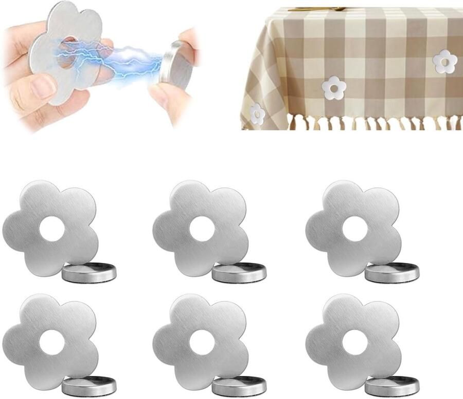 ARTGUTS 6-pack magnetische tafelkleedgewichten extra zware magnetische tafelkleedhouders tafelkleedgewichten voor buiten tafelkleedgewichten van roestvrij staal voor buiten (bloemen)