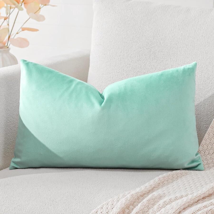 Artscope fluwelen kussenhoes kussensloop decoratief sierkussen bankkussen lendenkussen sierkussenhoes bank slaapkamer 30x50cm aquagroen