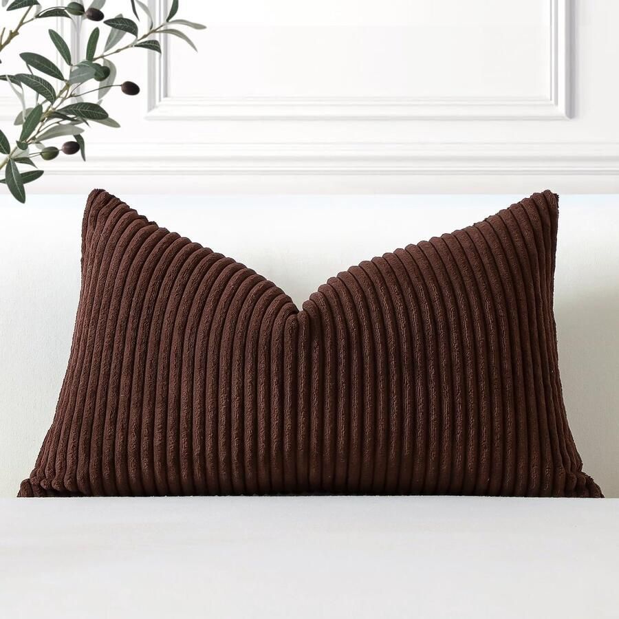 Artscope One Kussenhoes Corduroy Decoratieve Kussenhoes Sierkussen Bankkussen 40x60 cm Cord Kussenhoes Bankkussen Decoratief Zacht Kussen voor Bank Woonkamer Huis Slaapkamer Bruin