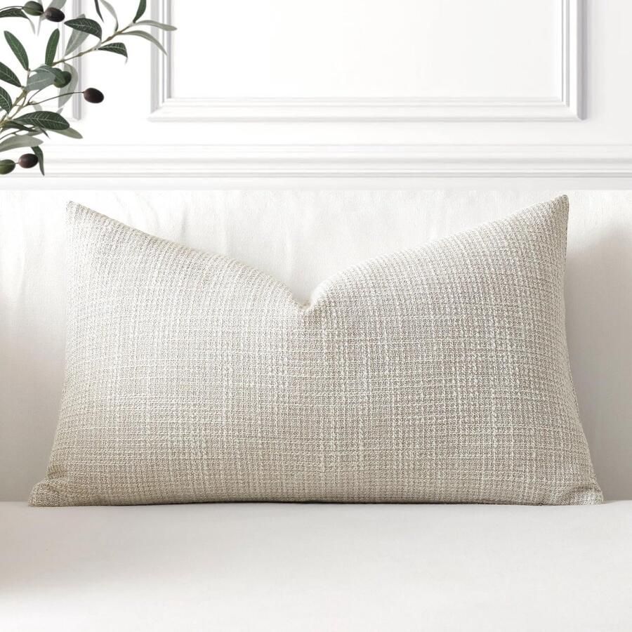 Artscope Set van 1 Kussenhoezen Effen Kleur Sierkussenhoes Linnen Kussenhoezen 30 x 50 cm Moderne Decoratieve Kussenhoes Set Kussensloop voor Bank Slaapkamer Woondecoratie Beige