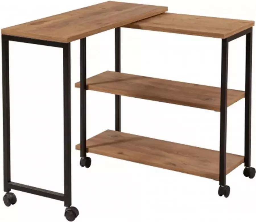 Asir bijzettafel. 100% GEMELAMINEERDE SPAANPLAAT. Dikte: 18 mm. Metalen frame. Bijzettafel Totale Afmeting: Breedte: 70 cm Hoogte: 63 cm Diepte: 76 cm. Plankhoogte: 25 cm. Plank Diepte: 30 cm. Extra opslag. Multifunctionele zijtafel met - Foto 3