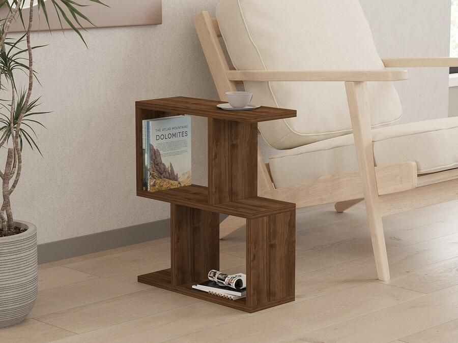 Bijzettafel Woody Fashion 45 x 17 x 51 5 cm Walnut Brown-design - Foto 2