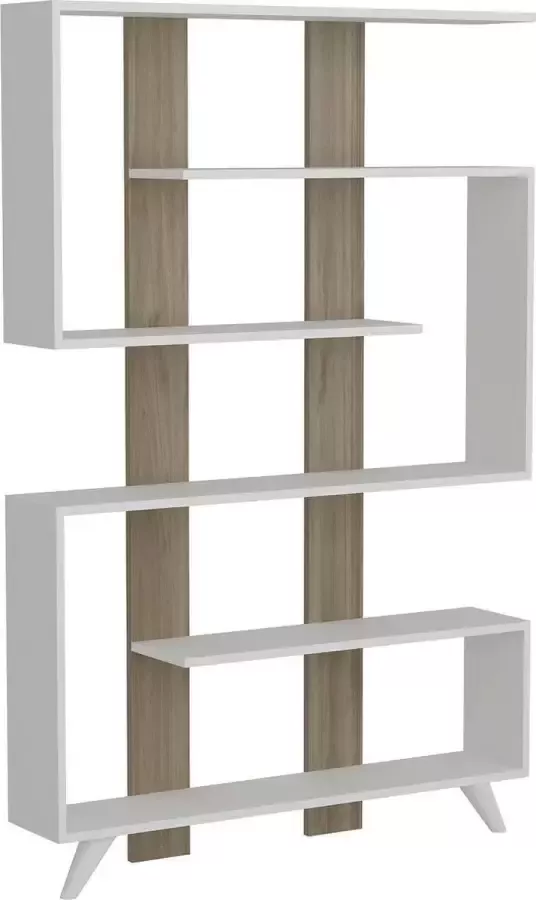Asir Boekenplank. 100% GEMELAMINEERDE SPAANPLAAT. Dikte: 18 mm. Afmetingen boekenplank: Breedte: 120 cm Hoogte: 162 cm Diepte: 20 cm. Talrijke planken. Kan aan de muur worden bevestigd. Extra opslag - Foto 2