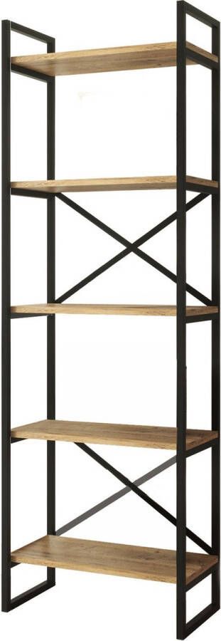 Asir Boekenplank. 100% GEMELAMINEERDE SPAANPLAAT. Dikte: 18 mm. Metalen frame. Breedte: 58 cm Hoogte: 175 cm Diepte: 30 cm - Foto 2