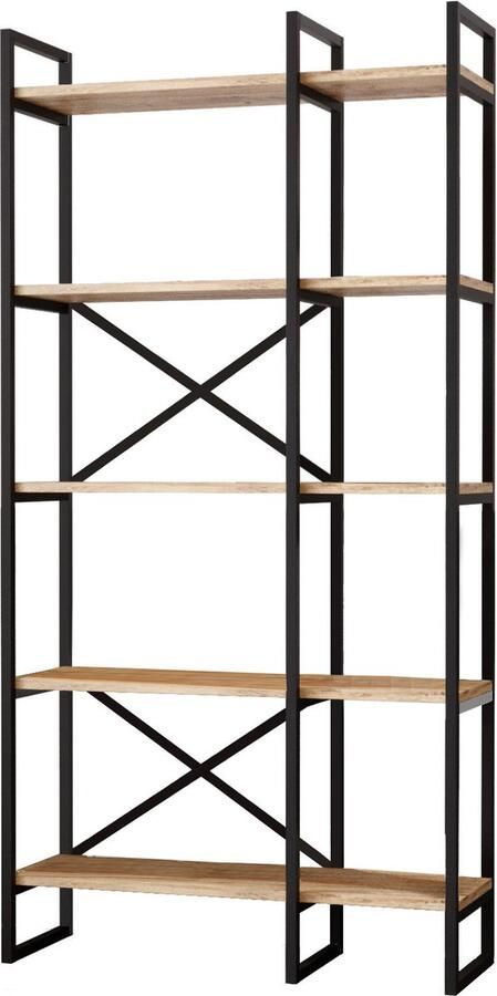 Asir Boekenplank. 100% GEMELAMINEERDE SPAANPLAAT. Dikte: 18 mm. Metalen frame. Breedte: 87 5 cm Hoogte: 175 cm Diepte: 30 cm - Foto 2