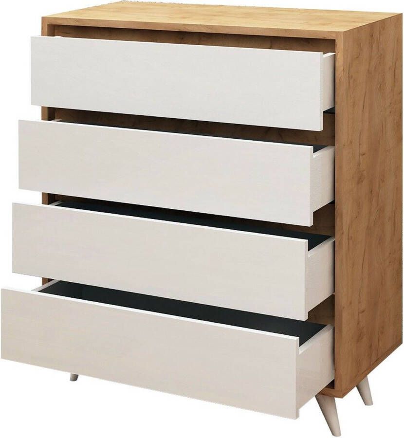 Asir-dressoir. 100% GEMELAMINEERDE SPAANPLAAT. Dikte: 18 mm. Breedte: 70 cm Hoogte: 86 cm Diepte: 40 cm. 4 lades. Talrijke planken. Kan aan de muur worden bevestigd - Foto 2
