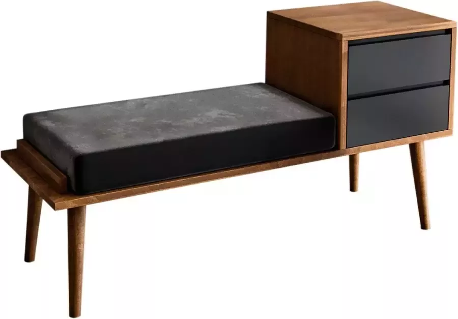 Asir Hall-standaard. 100% GEMELAMINEERDE SPAANPLAAT. Dikte: 18 mm. Telescopische ladegeleiders. 52 DNS-schuim om te zitten. Breedte: 120 cm Hoogte: 40 cm Diepte: 45 cm. Poothoogte: 30 cm. 2 lades. Kan aan de muur worden bevestigd - Foto 3