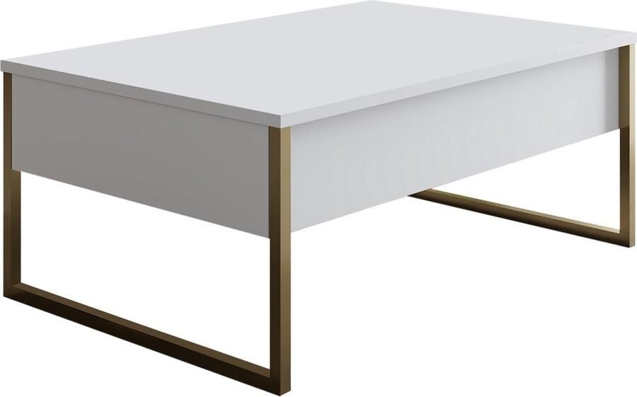 Giga Meubel Salontafel Wit|Goud 90x60x40cm Luxe - Foto 2