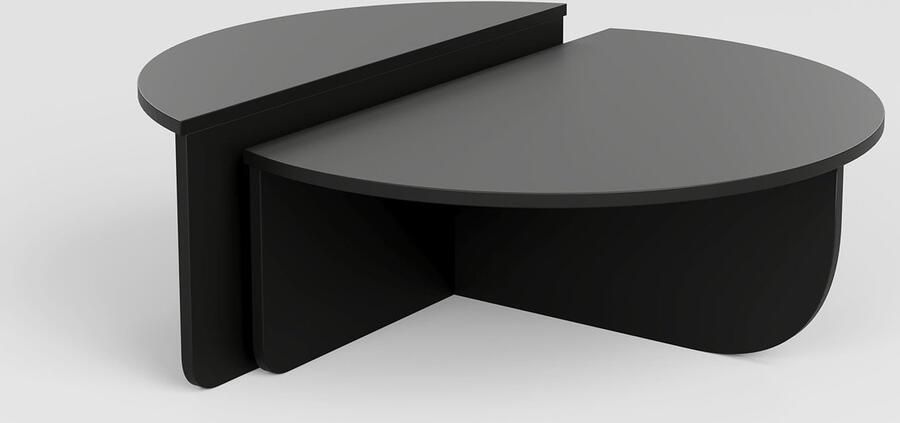 Stijlvolle Salontafel in 2 delen Gemelamineerd spaanplaat 90x90x30 35 cm (BxDxH) Zwart - Foto 2