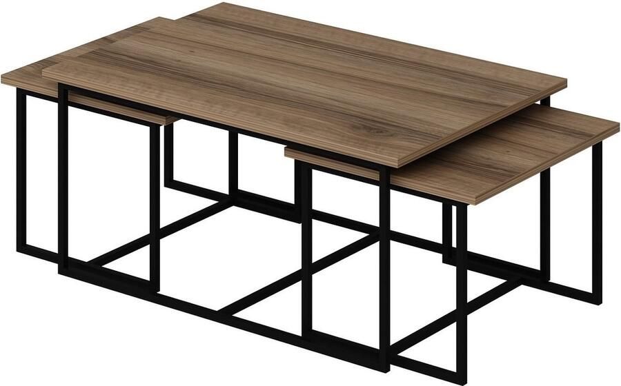 Emob Woody Fashion Nesting Table Set 3-Delig 100% Melamine Walnoot - Foto 2