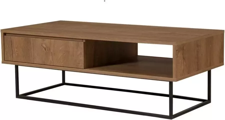 Asir salontafel. 100% GEMELAMINEERDE SPAANPLAAT. Dikte: 18 mm. Metalen frame. Afmeting: Breedte: 120 cm Hoogte: 43 cm Diepte: 60 cm. Plankhoogte: 17 cm. Extra opslag. Multifunctionele salontafel met 2 niveaus - Foto 2