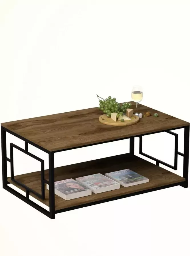 Asir salontafel. 100% GEMELAMINEERDE SPAANPLAAT. Dikte: 18 mm. Metalen frame. Salontafel Afmeting: Breedte: 120 cm Hoogte: 50 cm Diepte: 60 cm. Extra opslag. Multifunctionele tafel - Foto 3