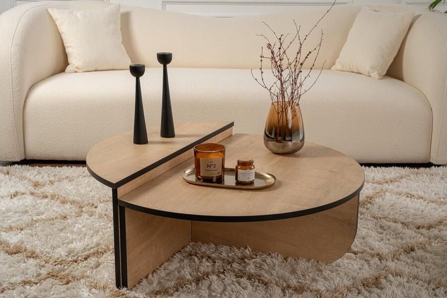 Asir Salontafel Honigeiche und Schwarz 90 x 60 x 30 cm